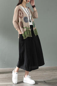 Elastic waist maxi linen skirt CYM037