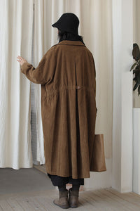 Brown Plus Size Corduroy Coat C2448