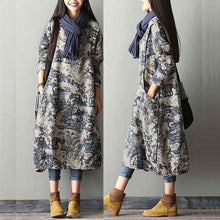 Load image into Gallery viewer, Print cotton linen maxi dress robe A015
