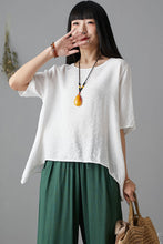 Load image into Gallery viewer, Plus size linen white linen tops C2152
