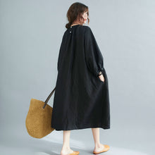 Load image into Gallery viewer, Black Spring Oversize Midi Linen Dress C211102
