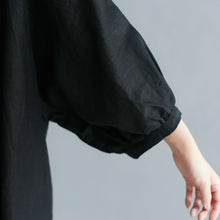 Load image into Gallery viewer, Black Spring Oversize Midi Linen Dress C211102
