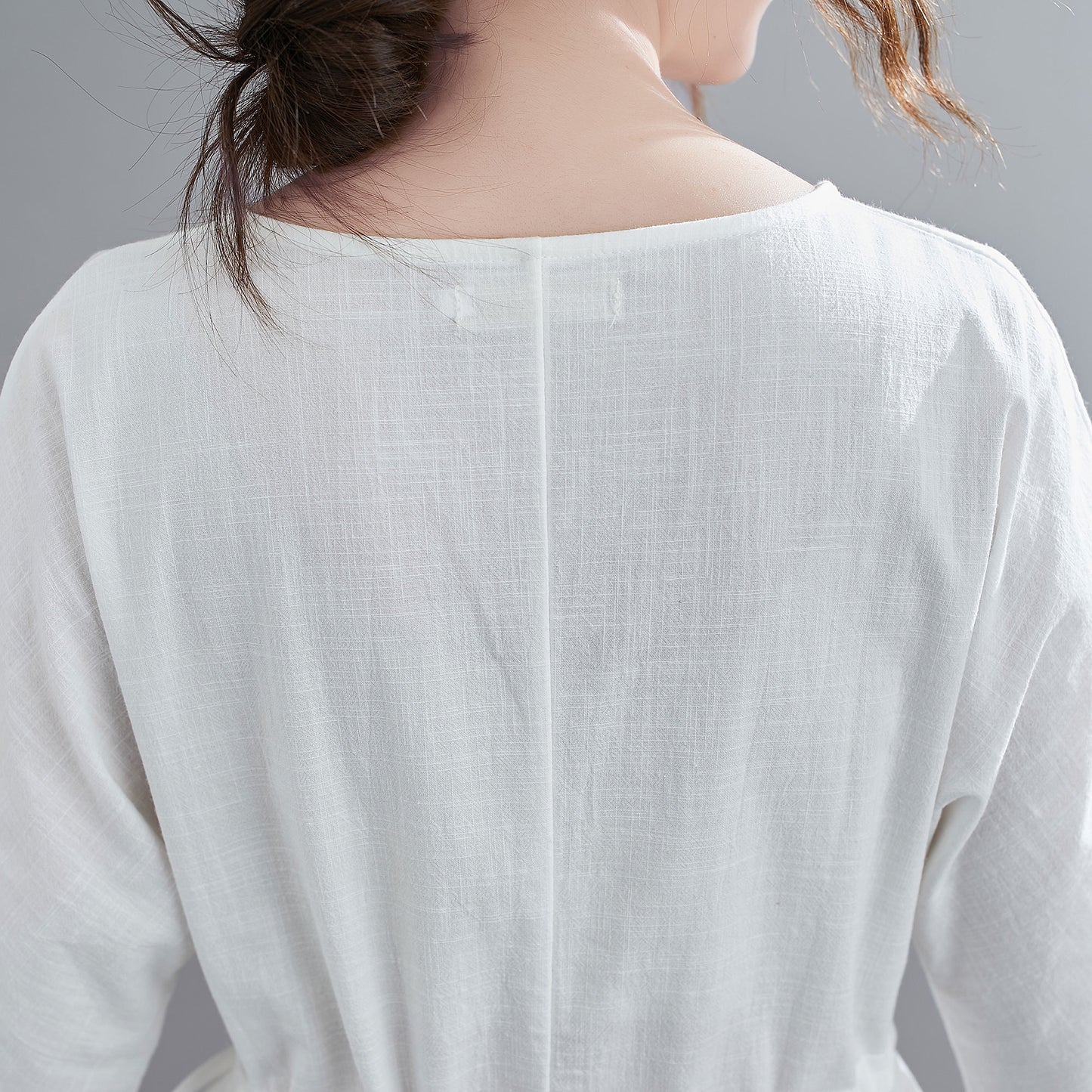 Casual White Maxi Linen Dresses C1836