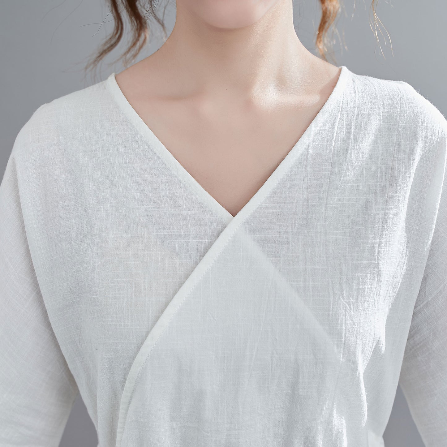 Casual White Maxi Linen Dresses C1836
