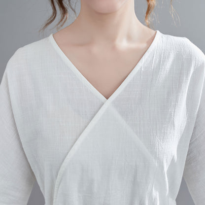 Casual White Maxi Linen Dresses C1836