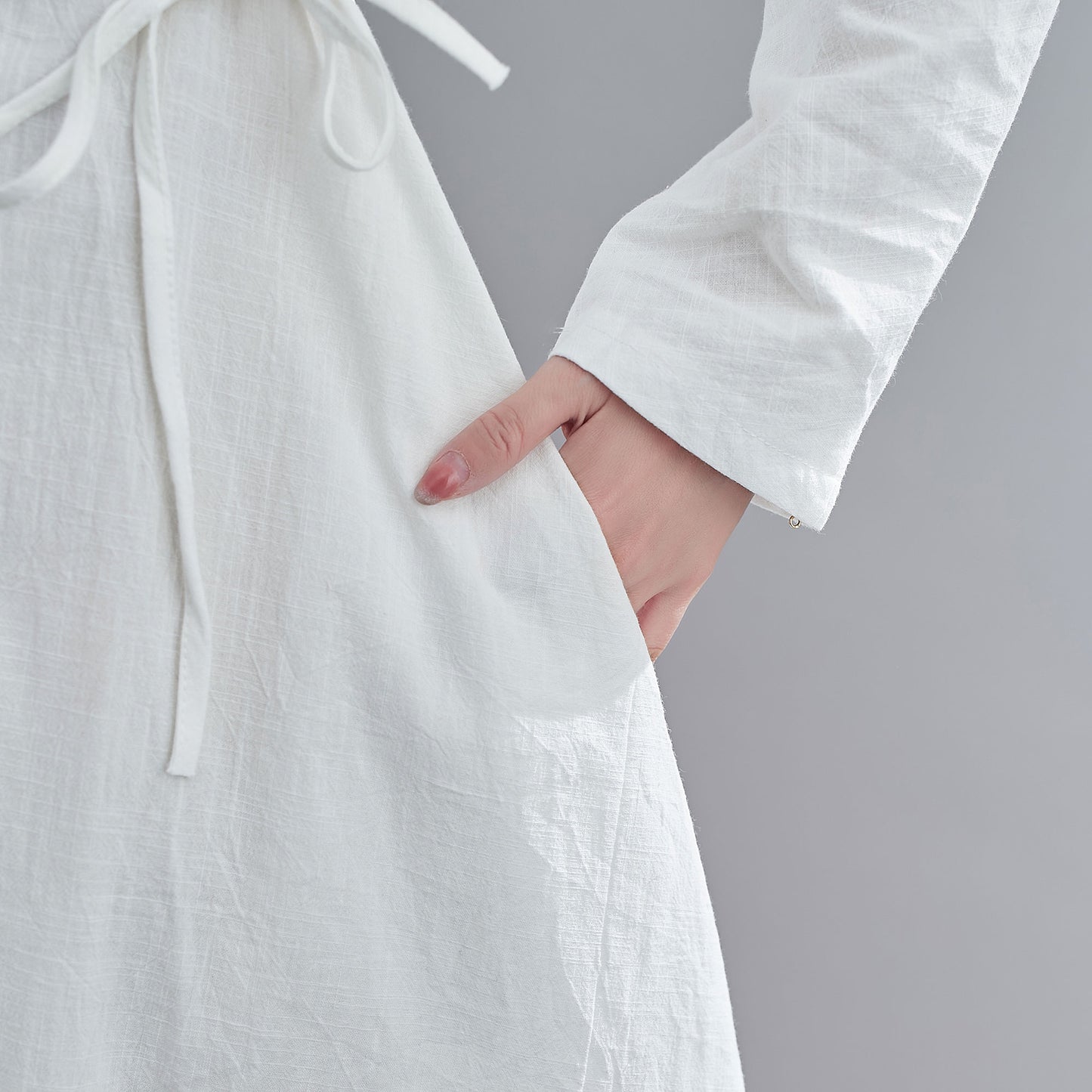 Casual White Maxi Linen Dresses C1836