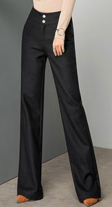 Gray wool pants, Long wool pants, High waist pants C254801