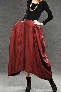 Casual linen maxi skirt C871#