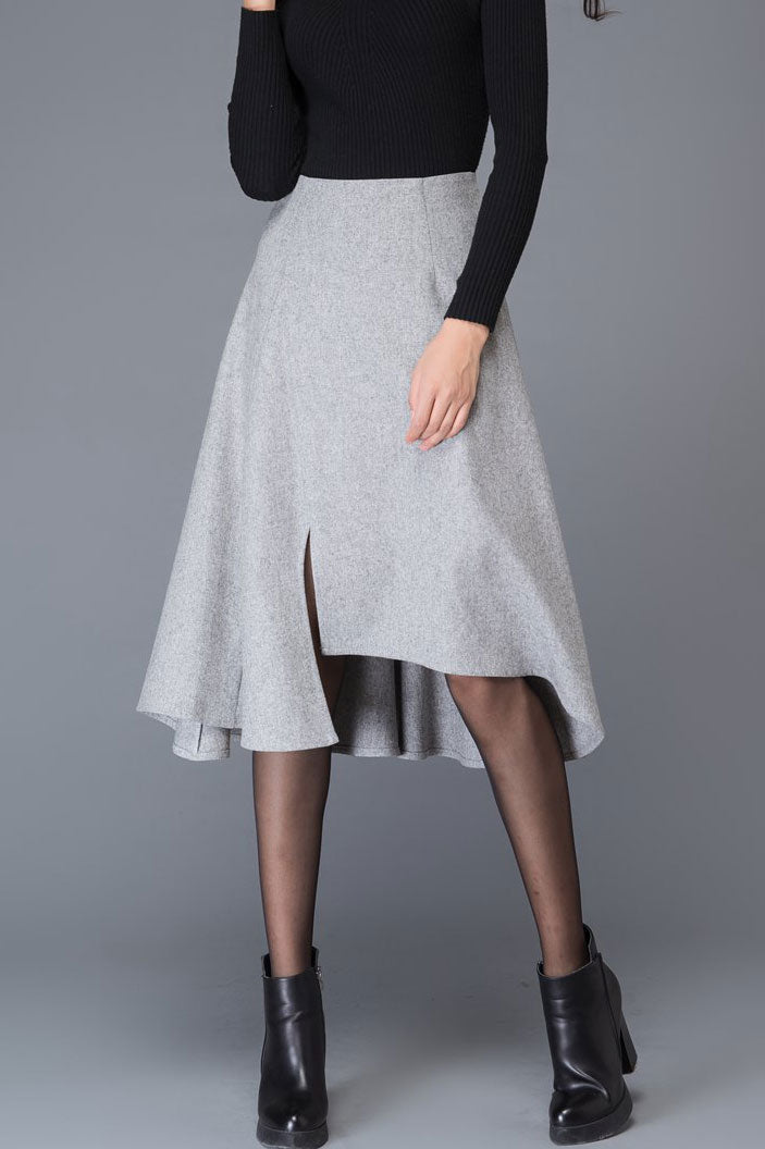 Asymmetrical A linen wool skirt C1004
