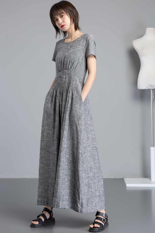 Short sleeve maxi dress C1255#