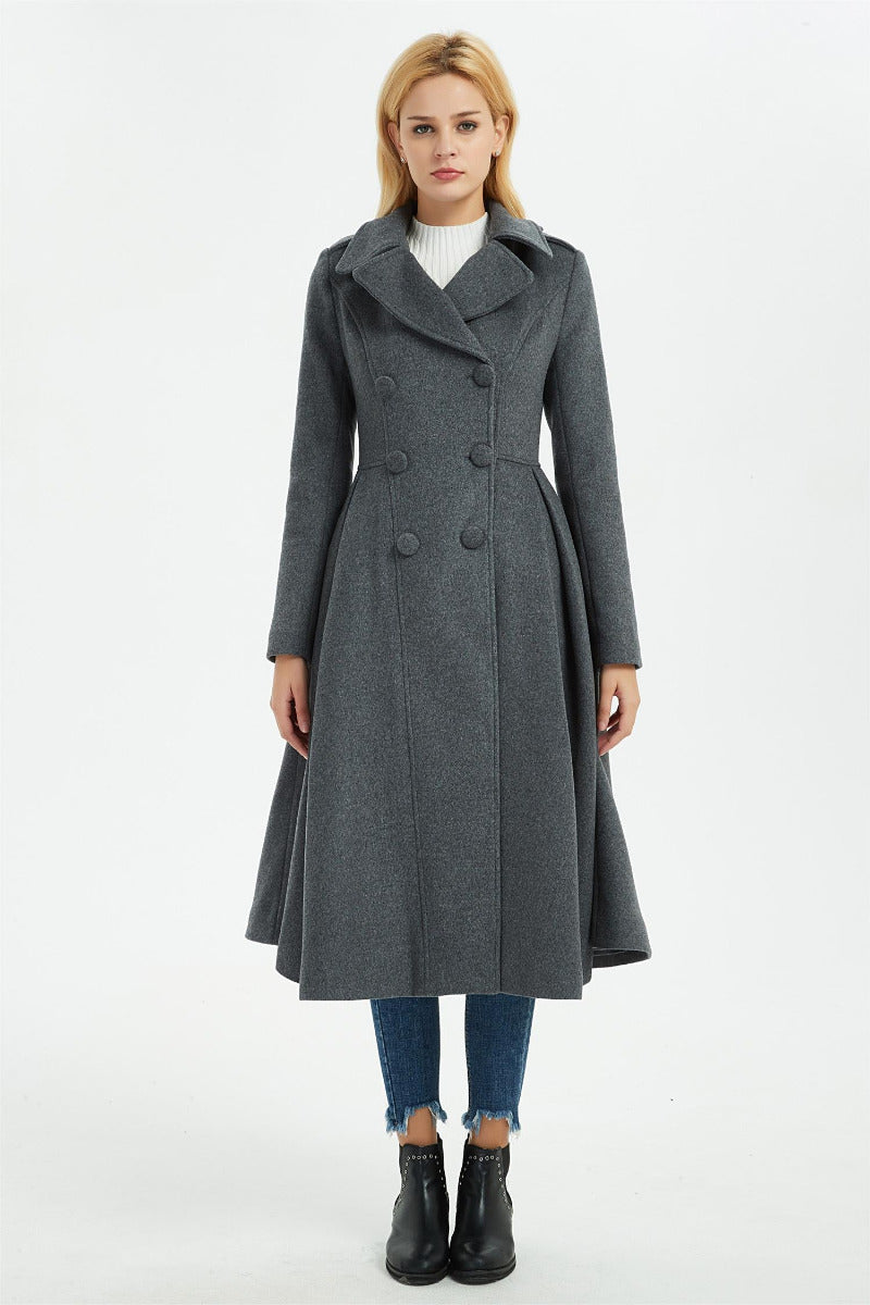 Double Breasted Maxi Wool Coat C1019