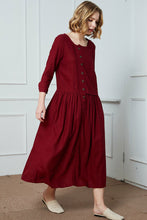 Load image into Gallery viewer, Asymmetrical Linen Maxi Dress C1415
