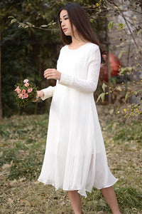White long dress for women's cusual time in pure color and fashion style C1575