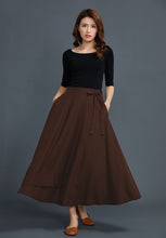 Load image into Gallery viewer, Linen wrap maxi skirt C1651
