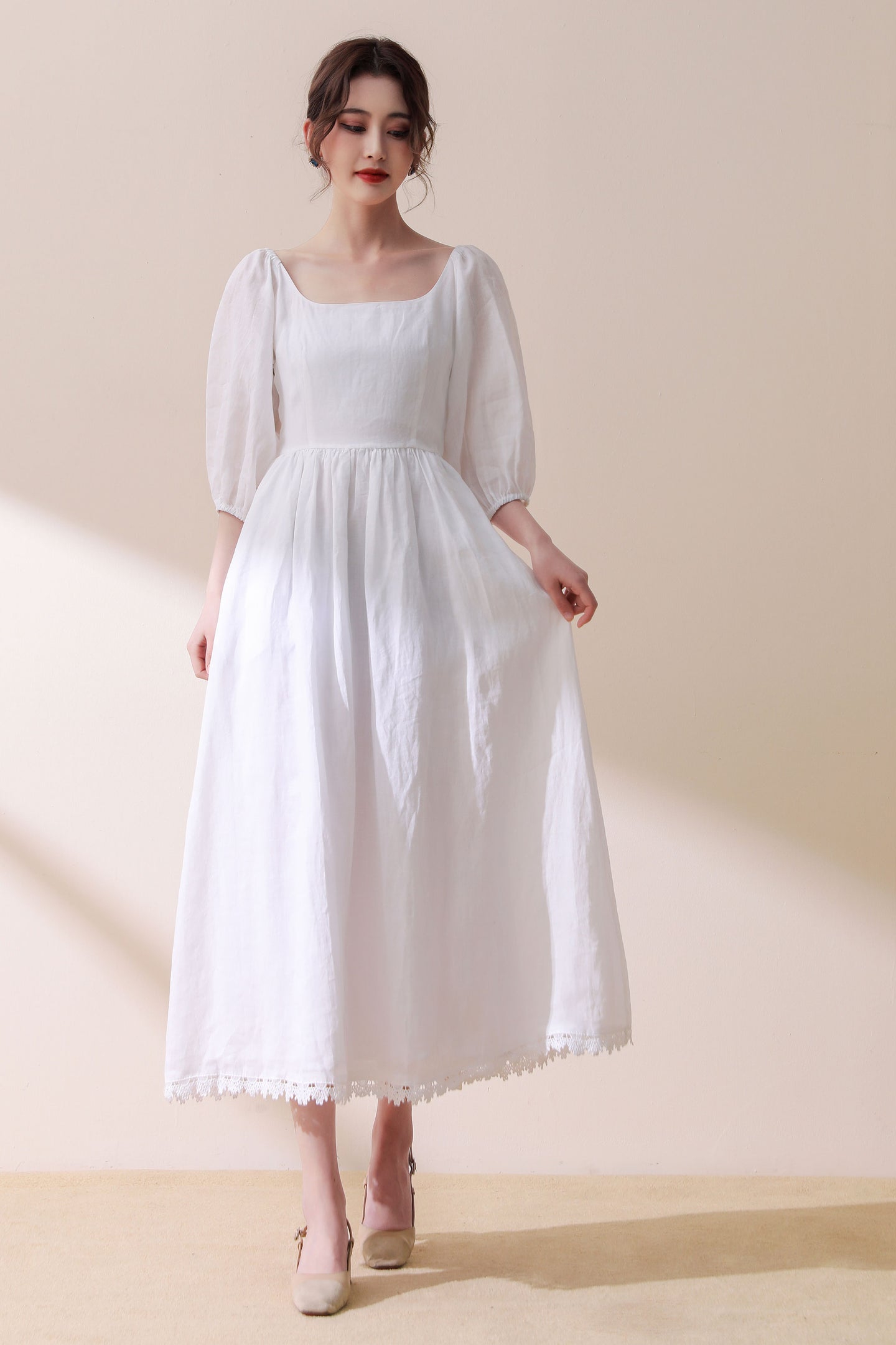 White linen party dress C1775