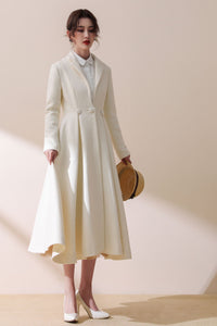 White Wedding Maxi Wool Coat C1779