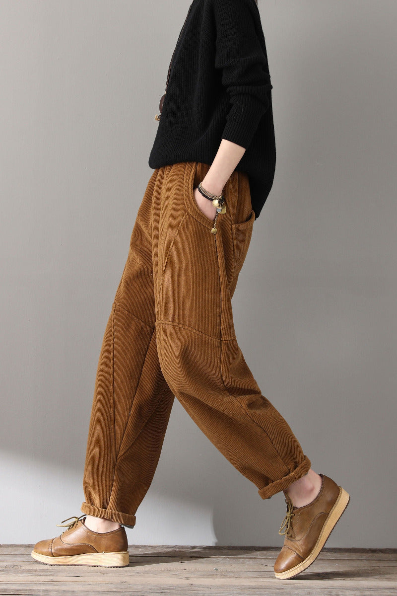Women Retro Loose Corduroy Pants C1812#