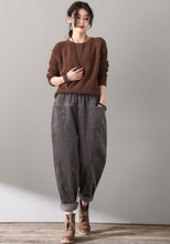 Load image into Gallery viewer, Gray Casual Elastic Waist Corduroy Pants C181501
