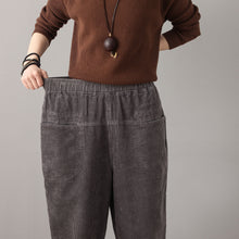 Load image into Gallery viewer, Gray Casual Elastic Waist Corduroy Pants C181501
