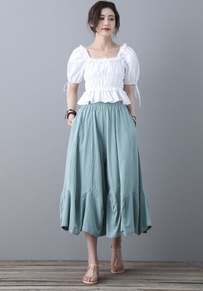Green Women Skirt Pants C1856