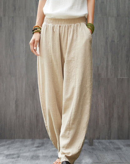 Soft Casual Elastic Waist Baggy Pants C1873