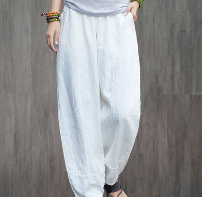 Soft Casual Elastic Waist Baggy Pants C1873