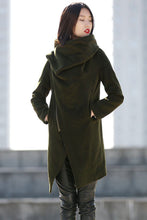 Load image into Gallery viewer, Army green asymmetrical wool jacket C189
