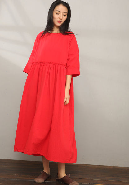 Casual Maxi Cotton Linen Dress C1976