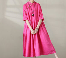 Load image into Gallery viewer, Half Sleeves Casual Midi Linen Dress C1981
