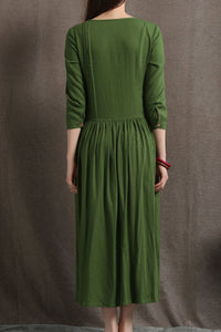 Asymmetrical Linen Maxi Dress C0416#