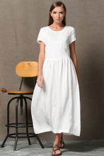 Load image into Gallery viewer, Easy Short Linen Pintuck Dress C536
