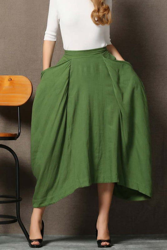 loose fitting Designer linen skirt C619