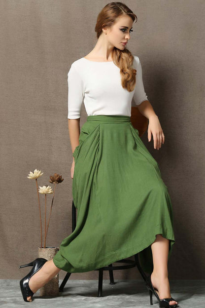Casual linen maxi skirt C871#