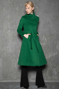 Women Asymmetrical Elegant Wool Coat C713#