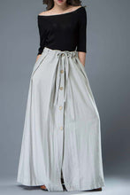 Load image into Gallery viewer, Casual linen drawstring maxi skirt C324#
