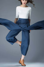 Load image into Gallery viewer, Side Zipper High Waist Linen Palazzo Pants C836
