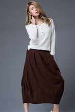 Load image into Gallery viewer, Brown Midi Linen skirt C86401 #YY02320
