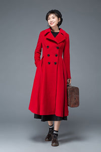 Double Breasted Maxi Wool Coat C1019#