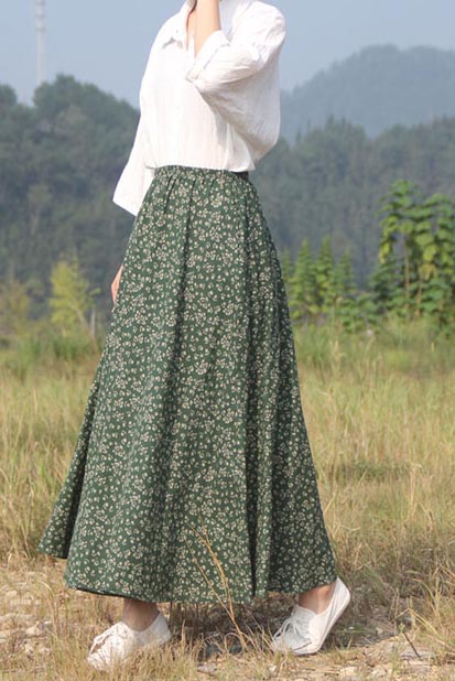 Print vintage high-waisted a-line skirt CYM035-190067