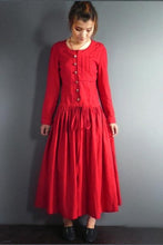 Load image into Gallery viewer, Plain pleated skirt with round neck and middle waist 190231
