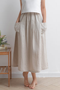 Casual Loose Women Linen Skirt C2928