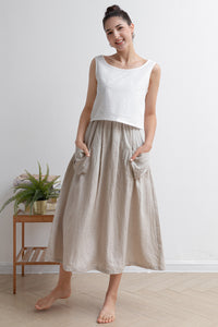 Casual Loose Women Linen Skirt C2928