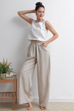 Load image into Gallery viewer, Long Palazzo Wide Leg Linen Pants C2929
