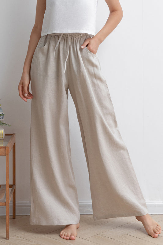 Long Palazzo Wide Leg Linen Pants C2929