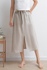 Summer Elastic Waist Casual Linen Skirt C2930
