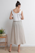 Load image into Gallery viewer, Pleated Front Button Linen Skirt C2931
