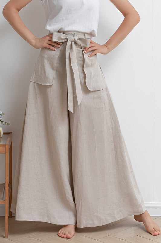 Women Wide Leg Linen Pants C2932