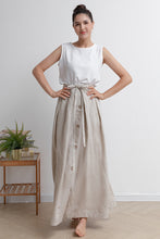 Load image into Gallery viewer, Long Pleated Women Linen Skirt C2933
