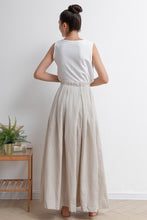 Load image into Gallery viewer, Long Pleated Women Linen Skirt C2933
