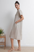Load image into Gallery viewer, Women V-neck Midi Linen Dress C2938
